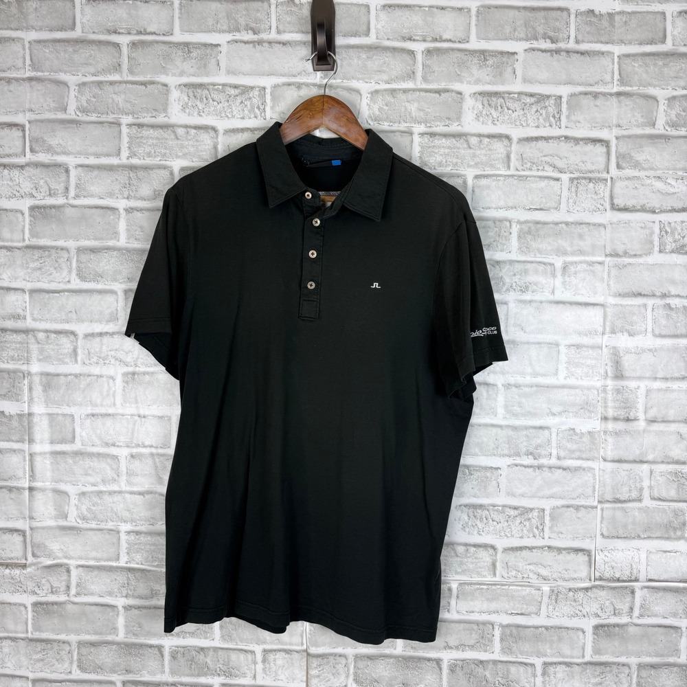 J.Lindeberg Mens Rio Secco Golf Club Polo Shirt Black Large All Cotton Logo